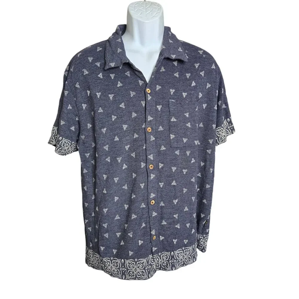 Tommy Jeans Mens Tropical Print Shirt XL Button‎ Down Cotton Blend Shell Buttons
